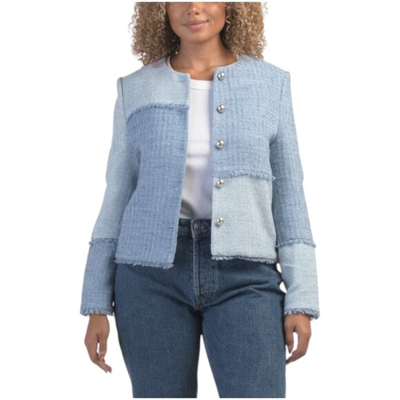 ECRU Patchwork Tweed Jacket - Picture 1 of 3